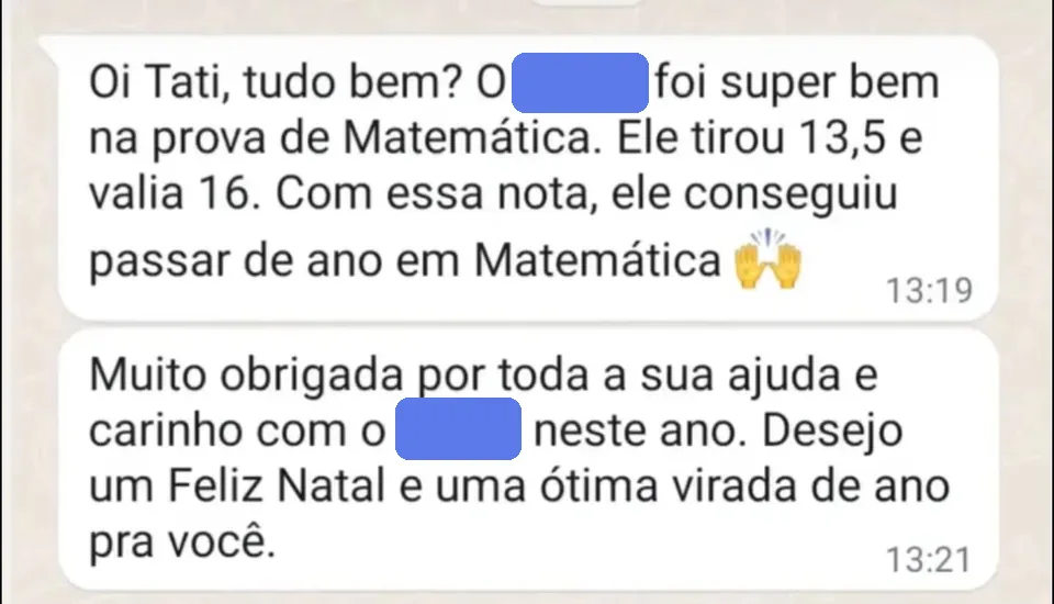 Mãe conta que o filho tirou 13,5 de 16 na prova e passou de ano em matemática